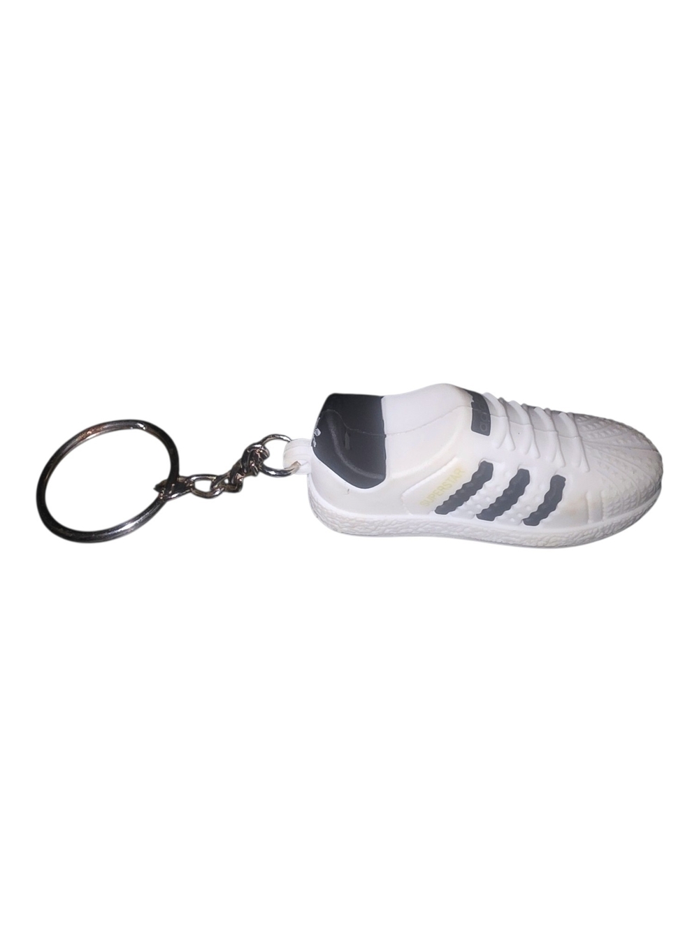 Adidas  Superstar Shelltoe 3D Sneaker Keychain with Black Stripes - White
